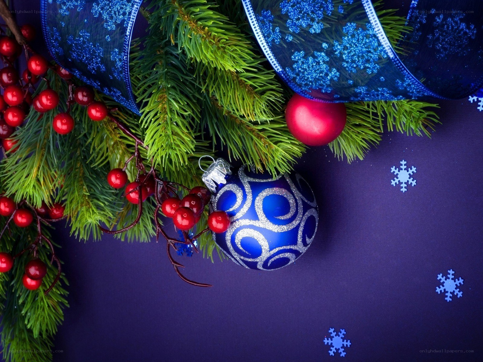 Christmas ornaments and greenery