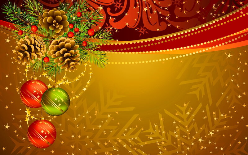 Christmas Ornaments and Pine Cones — Red, Festive
