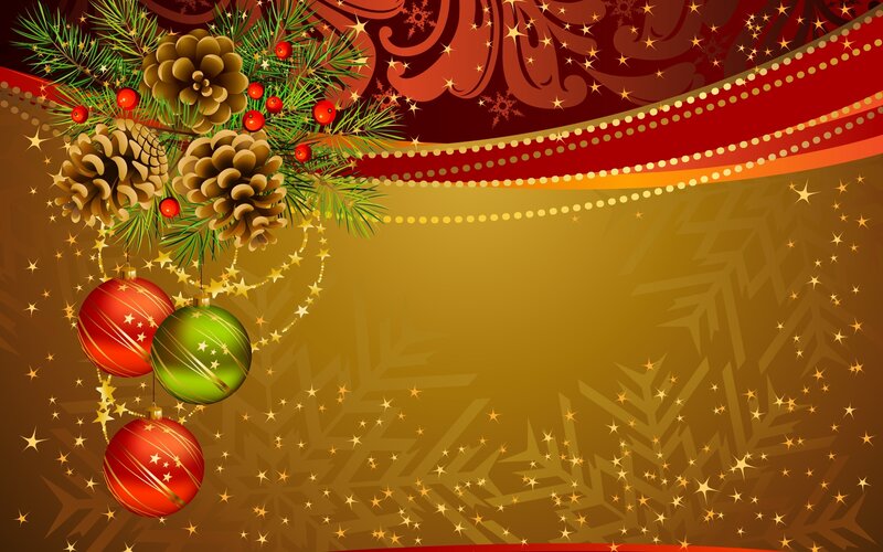Christmas Ornaments and Pine Cones — Red