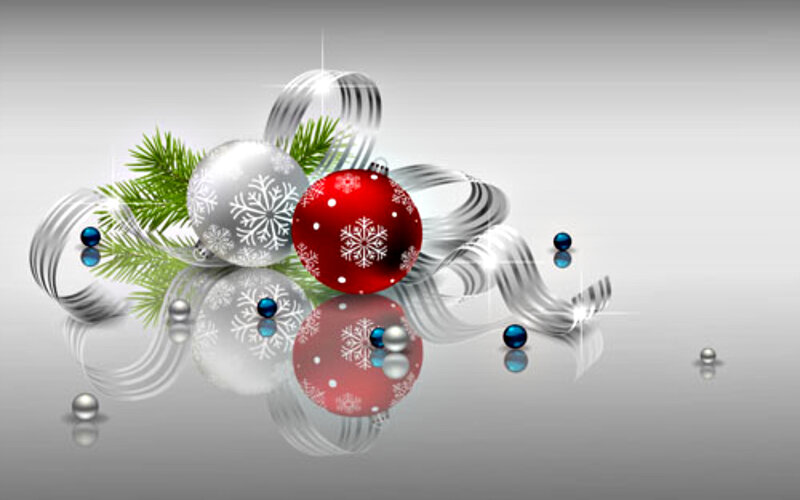 Christmas Ornaments and Pine — Red