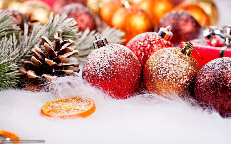 Christmas Ornaments and Pinecone — Red, Festive, Winter
