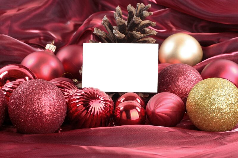 Christmas Ornaments and Pinecone — Red