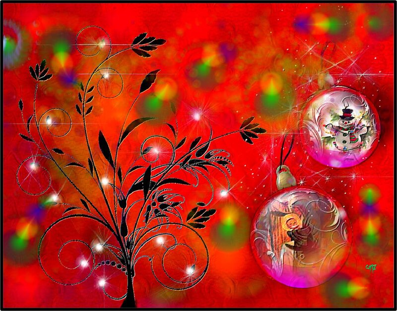 Christmas Ornaments and Plant