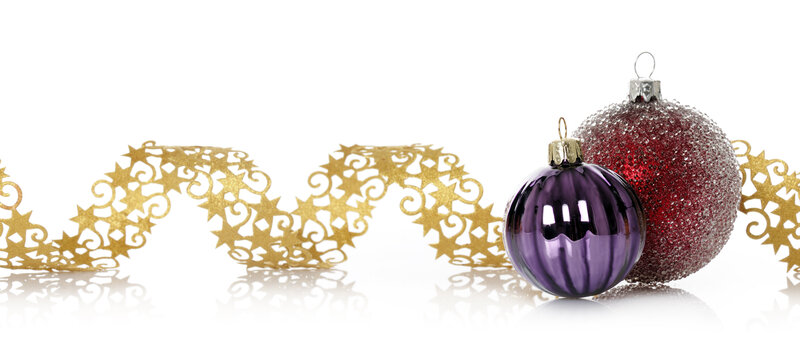 Christmas Ornaments and Ribbon — Gold