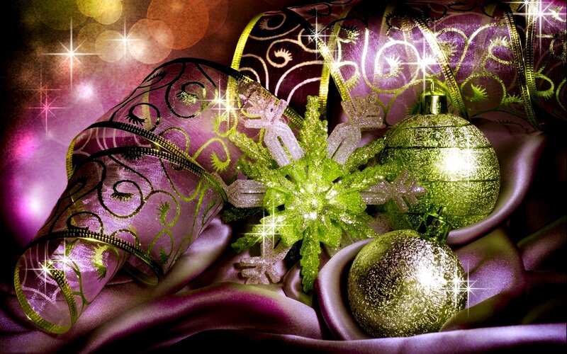 Christmas Ornaments and Ribbon — Purple