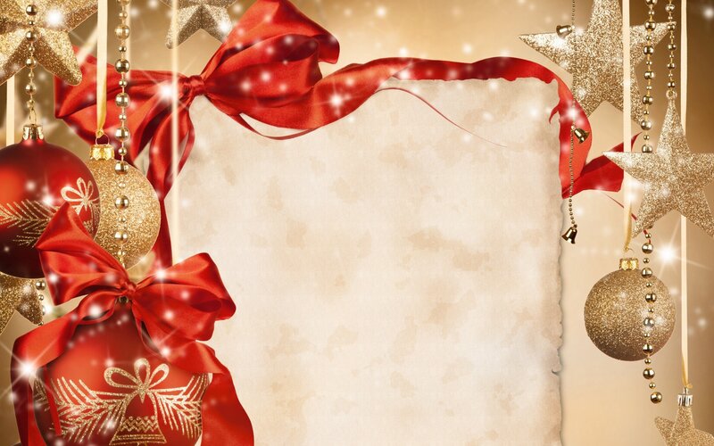 Christmas Ornaments and Ribbon — Red