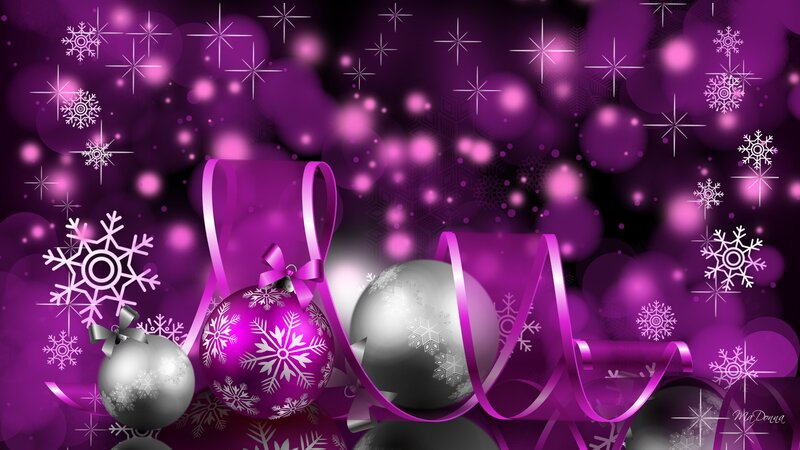 Christmas Ornaments and Ribbons — Purple
