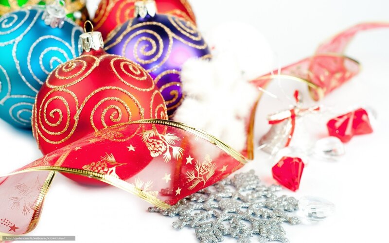 Christmas Ornaments and Ribbons — Red, Festive, Winter