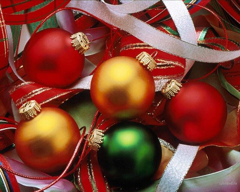 Christmas Ornaments and Ribbons — Red