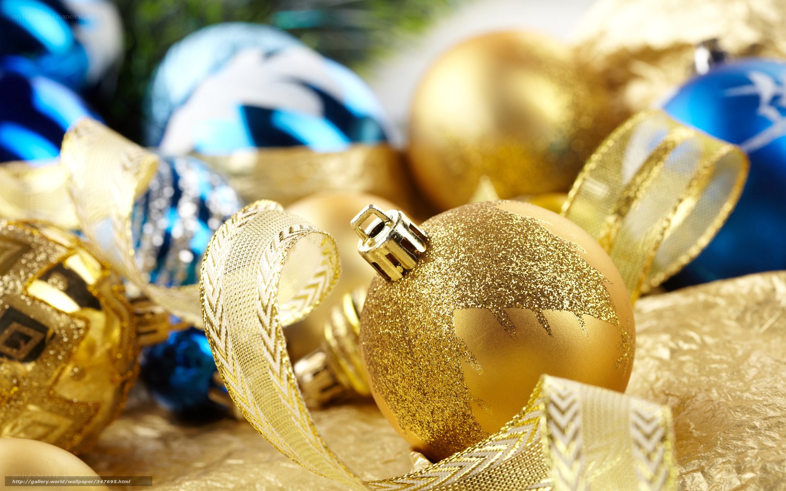 Christmas ornaments and ribbons