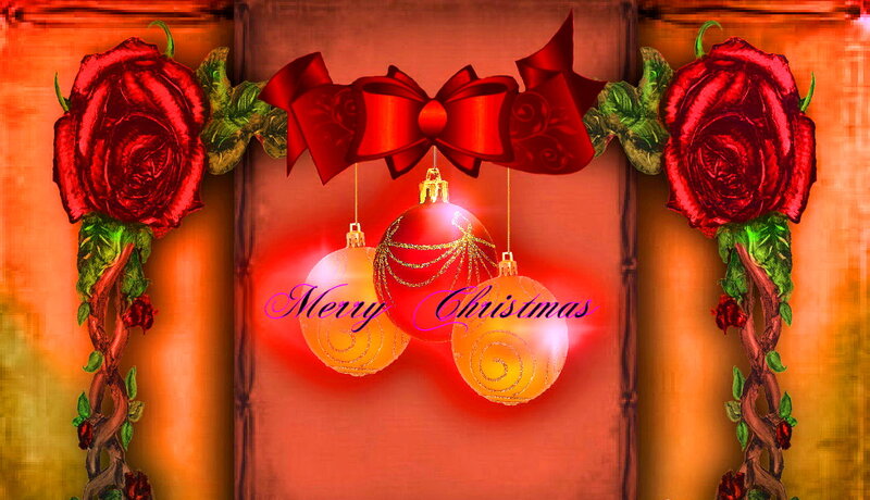 Christmas Ornaments and Roses