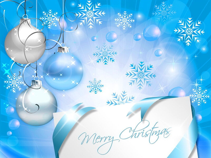 Christmas Ornaments and Snowflakes — Blue, Festive