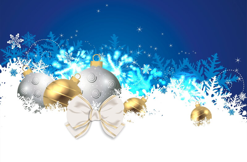 Christmas Ornaments and Snowflakes — Blue, Festive, Winter