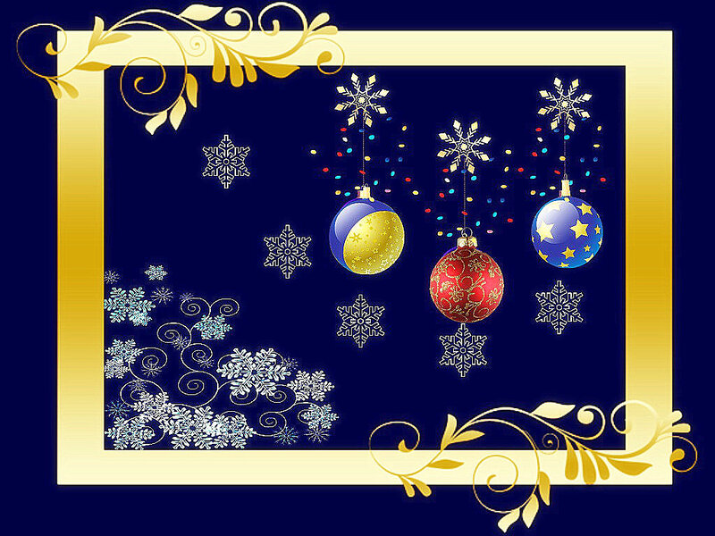 Christmas Ornaments and Snowflakes — Blue