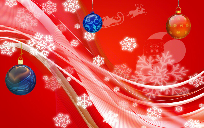 Christmas Ornaments and Snowflakes — Red