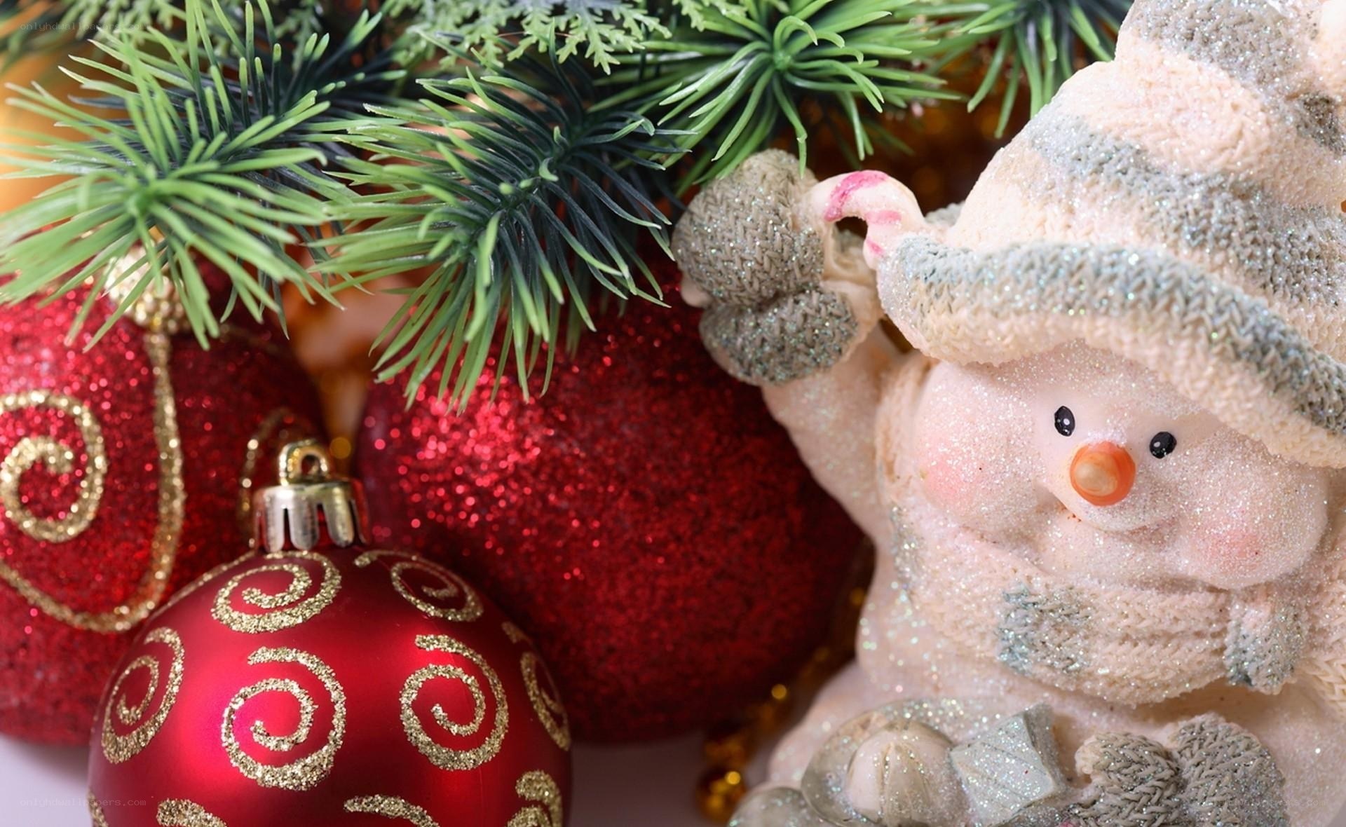 Christmas ornaments and snowman