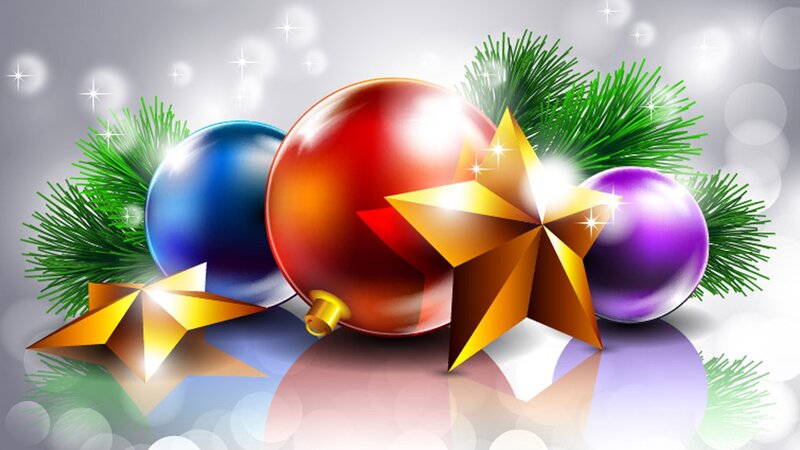 Christmas Ornaments and Stars — Red
