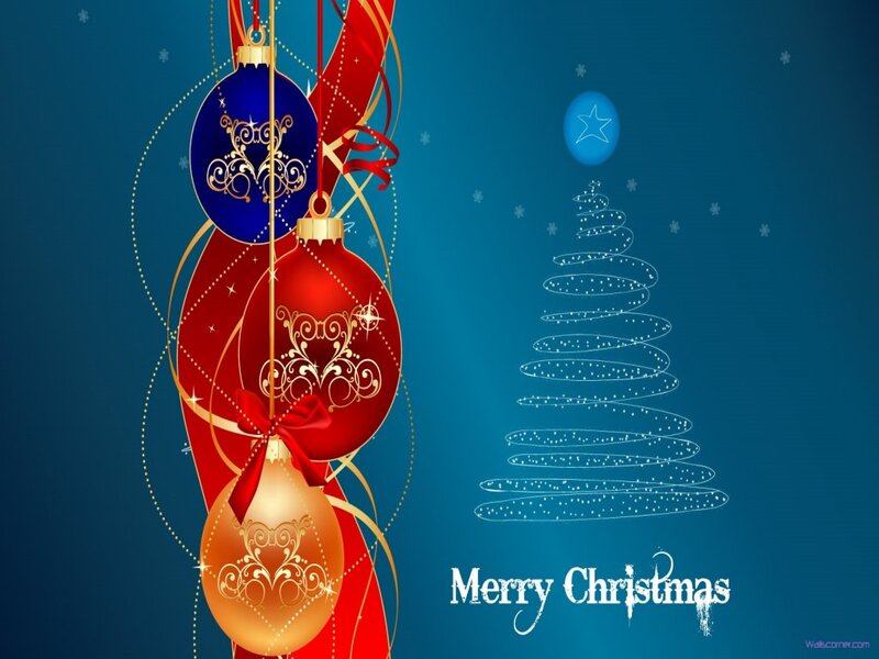 Christmas Ornaments and Tree — Blue, Festive, Winter