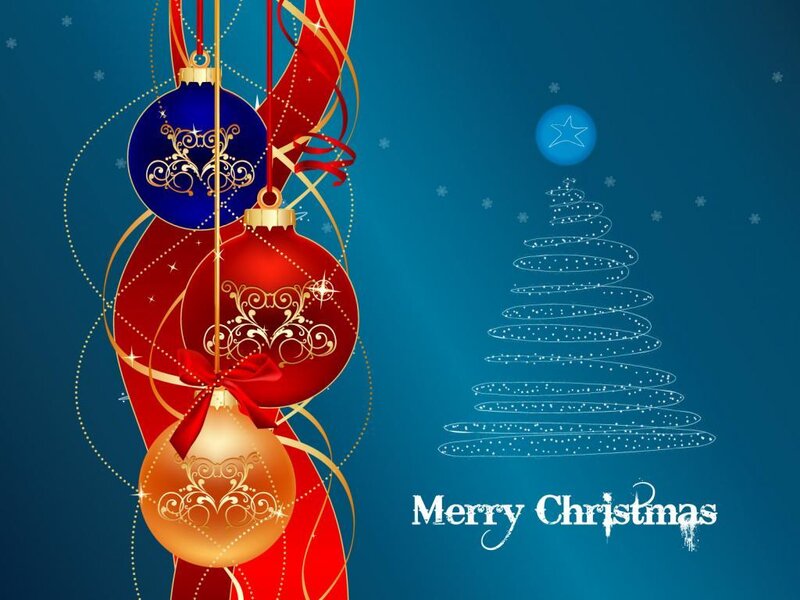 Christmas Ornaments and Tree — Blue