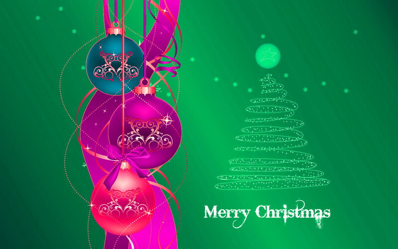 Christmas Ornaments and Tree — Green