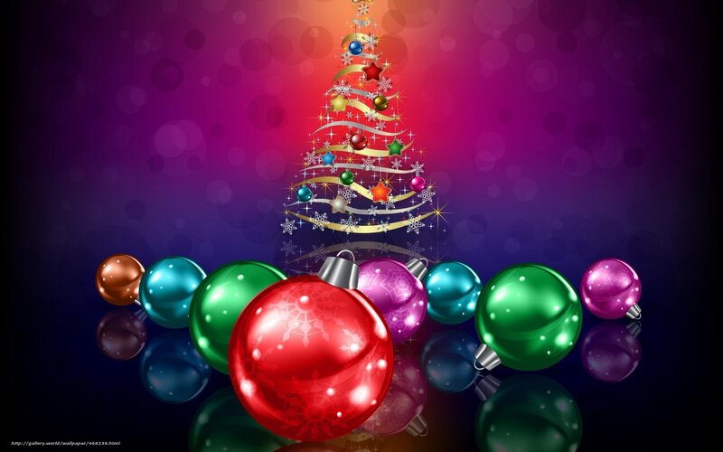 Christmas Ornaments and Tree — Red, Festive, Night, Digital Art
