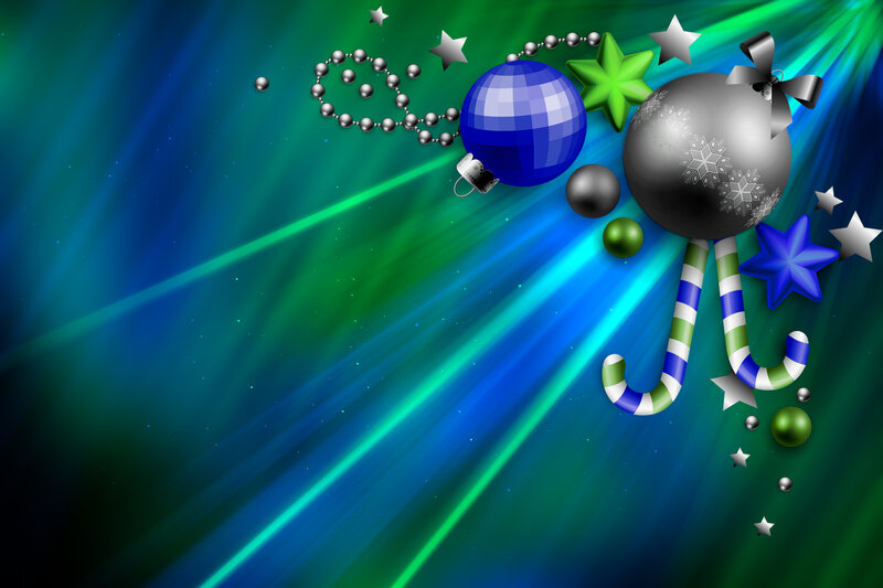 Christmas Ornaments — Blue, Festive, Digital Art