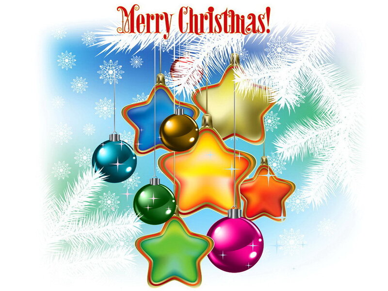 Christmas Ornaments — Blue, Festive, Winter, Digital Art, Snowflakes, Pine Branches