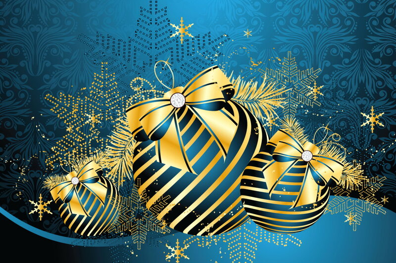 Christmas Ornaments — Blue, Festive, Winter, Vector Art