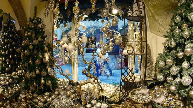 Christmas Ornaments Display — Green, Festive, Winter