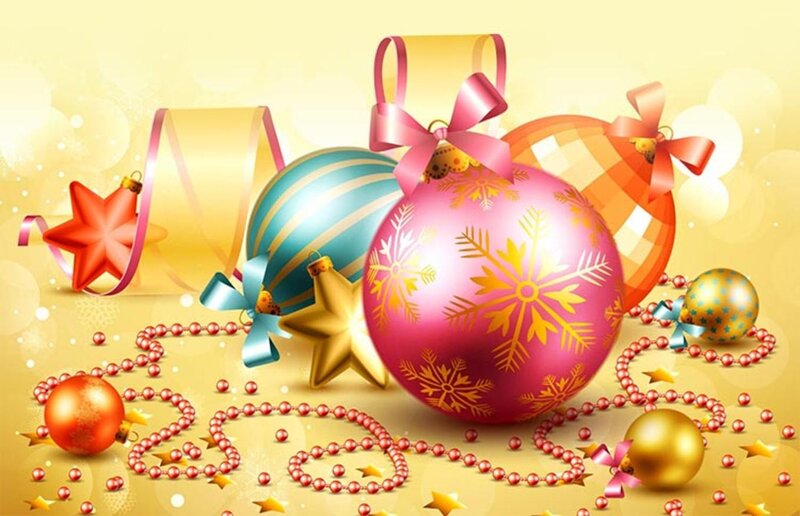 Christmas Ornaments — Gold, Festive, Winter, Digital Art, Stars
