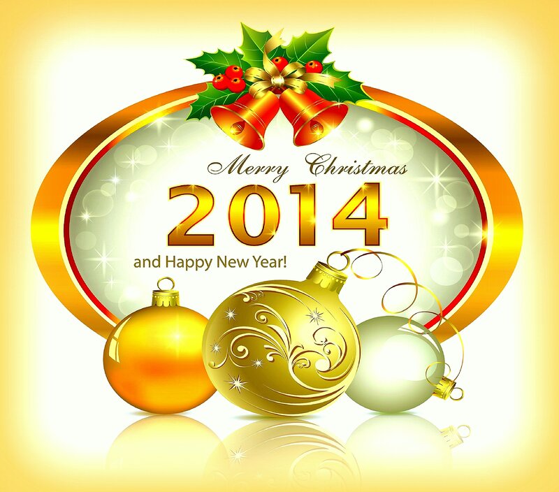 Christmas Ornaments — Gold, Festive, Winter, Vector Art, Holly