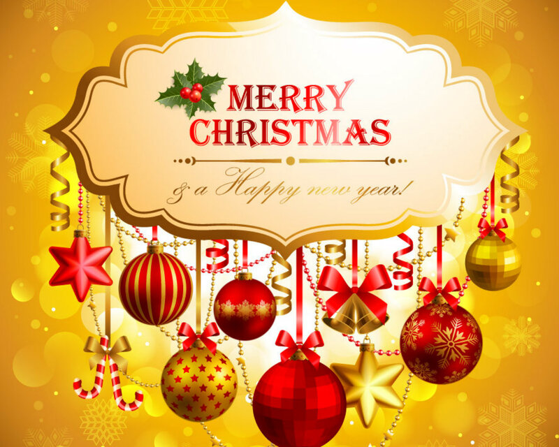 Christmas Ornaments — Gold, Festive, Winter, Vector Art