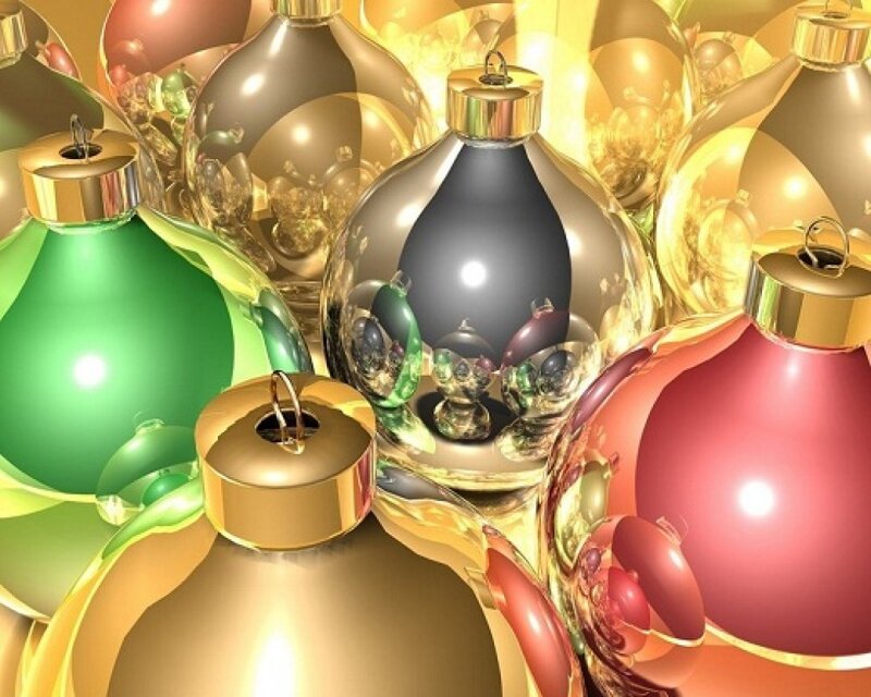 Christmas Ornaments — Green, Festive, 3d Render