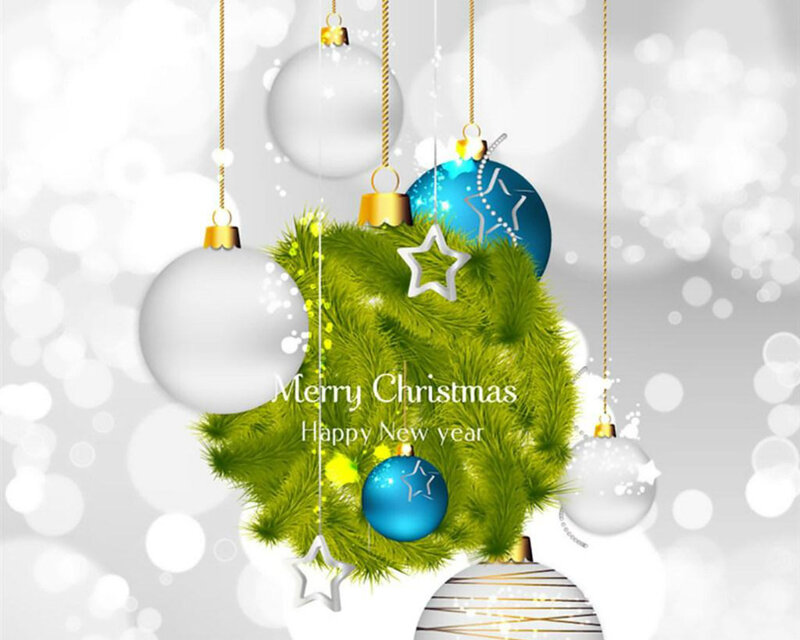 Christmas Ornaments — Green, Festive, Winter, Digital Art, Pine Branches