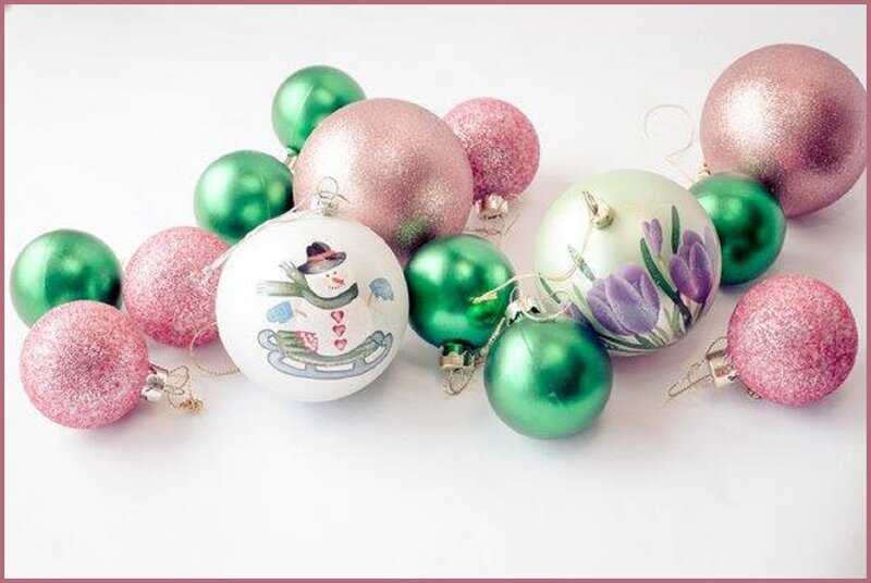 Christmas Ornaments — Green, Festive, Winter, Photograph, Snowman