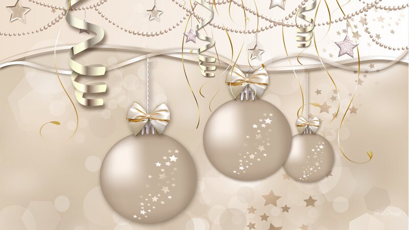 Christmas Ornaments Hanging — Beige, Festive