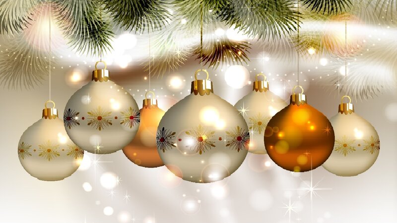 Christmas Ornaments Hanging — Gold, Festive