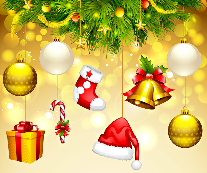 Christmas Ornaments Hanging — Gold