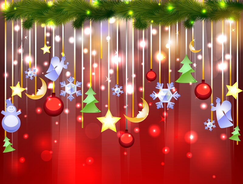 Christmas Ornaments Hanging — Red, Festive