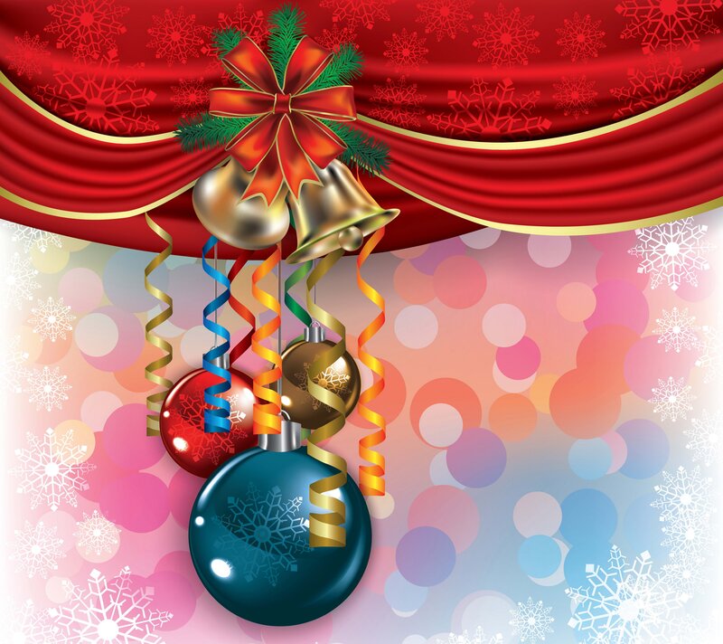 Christmas Ornaments Hanging — Red, Festive, Winter, Illustration