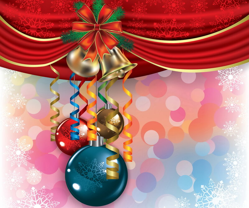 Christmas Ornaments Hanging — Red, Festive, Winter, Vector Art