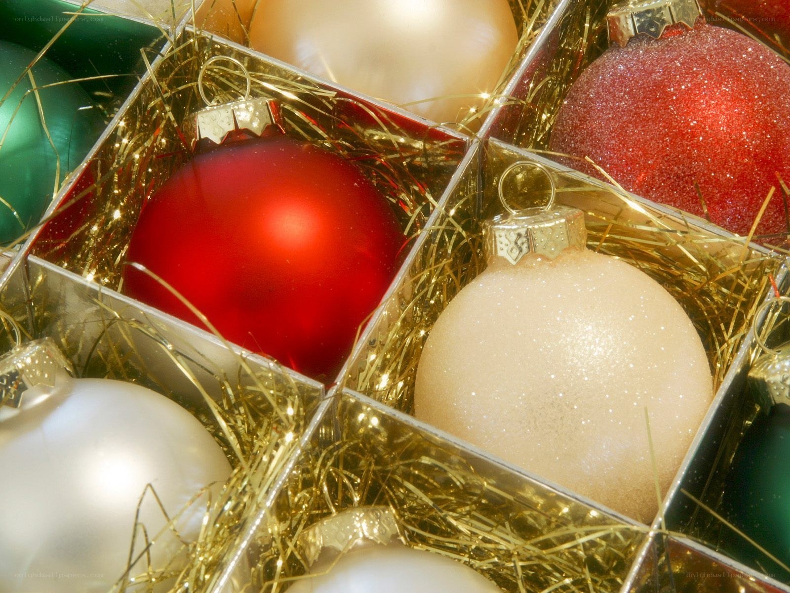 Christmas ornaments in a box