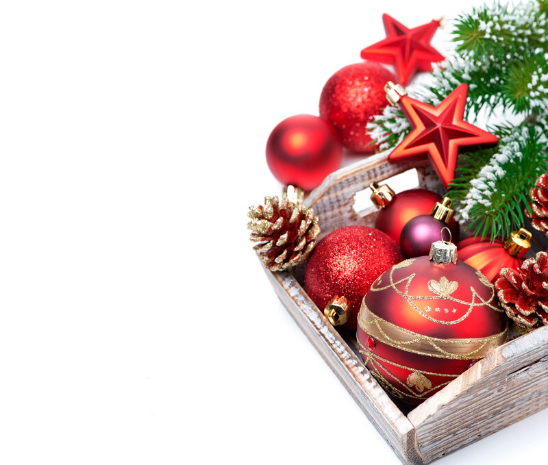 Christmas Ornaments in a Box — Red