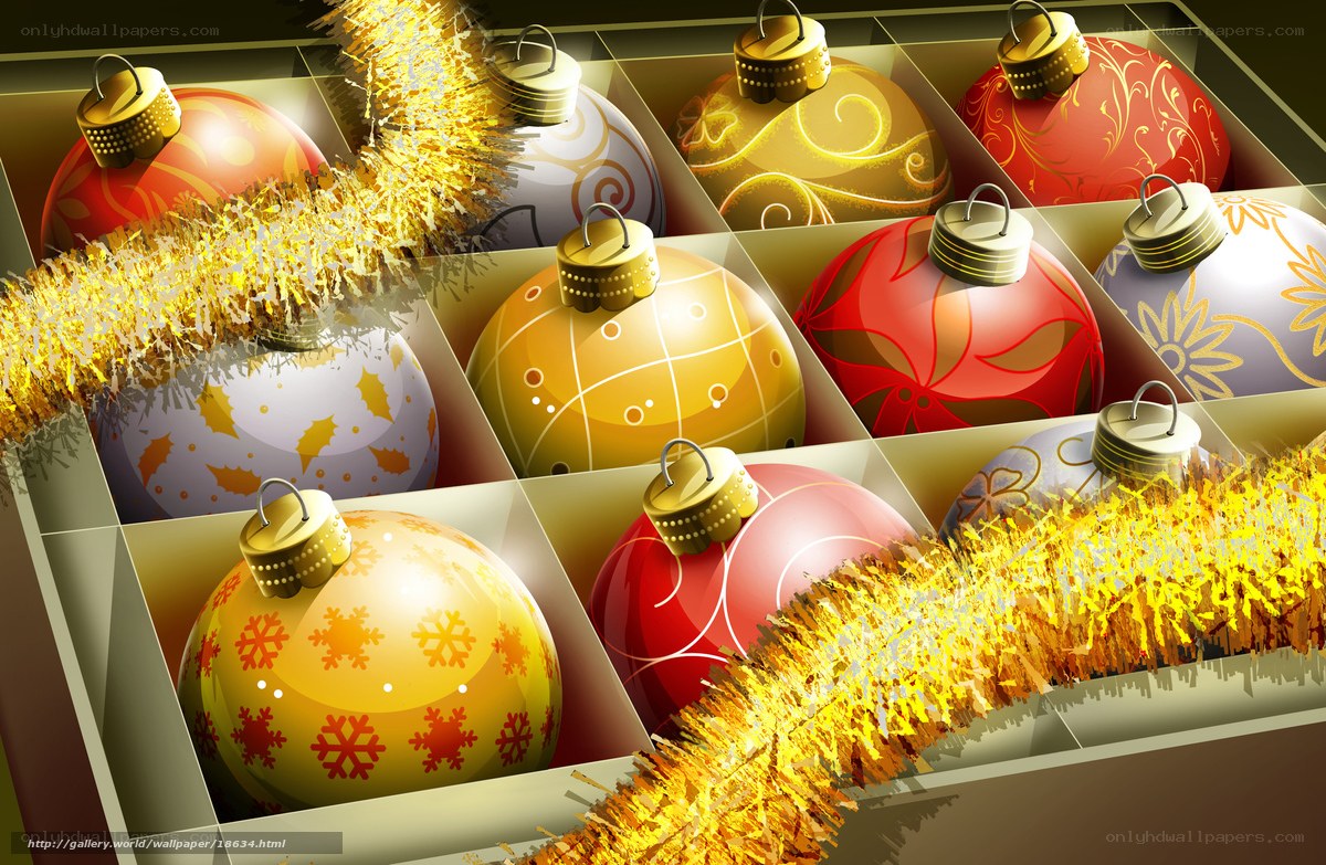 Christmas ornaments in a box