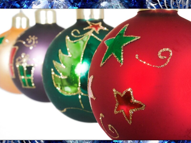 Christmas Ornaments in a Row