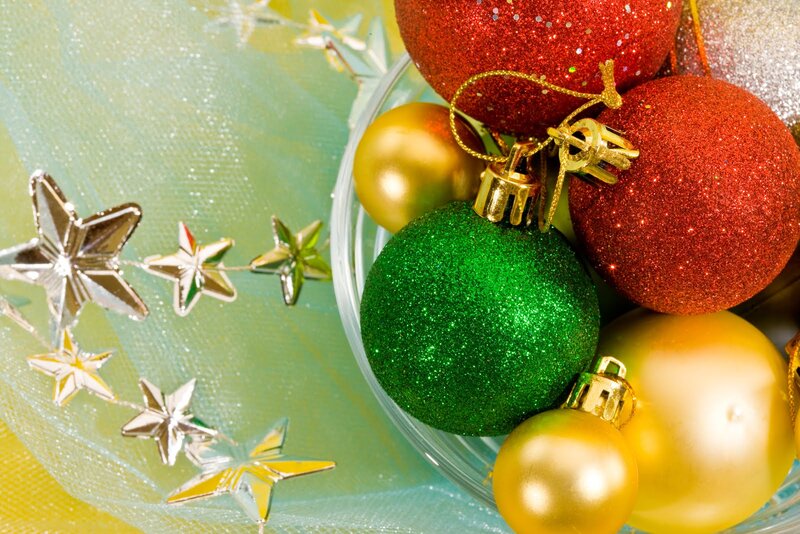Christmas Ornaments in Bowl