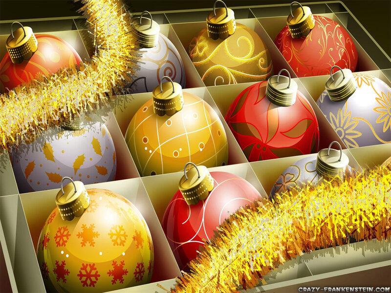 Christmas Ornaments in Box — Gold, Festive, Winter