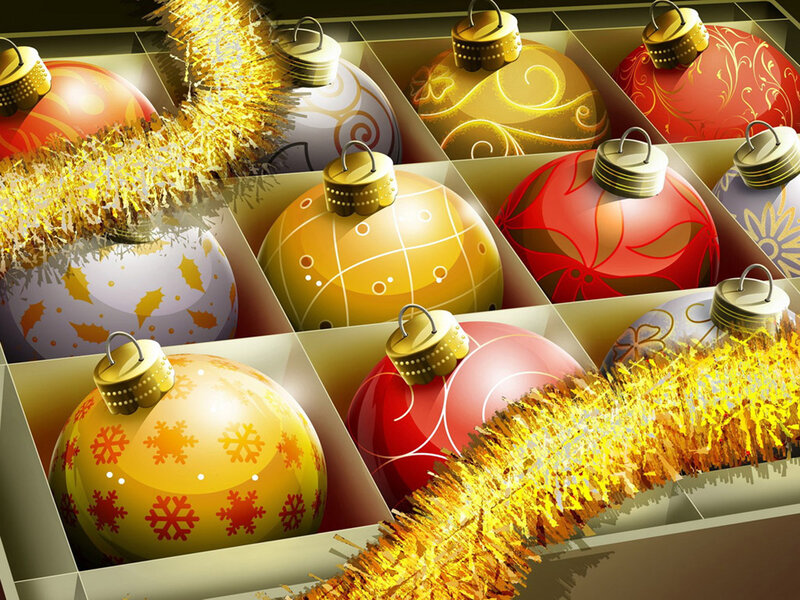Christmas Ornaments in Box — Gold