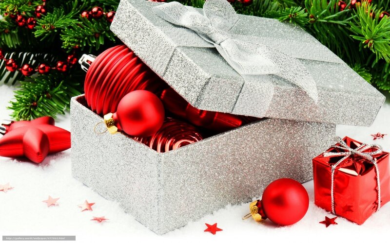 Christmas ornaments in gift box