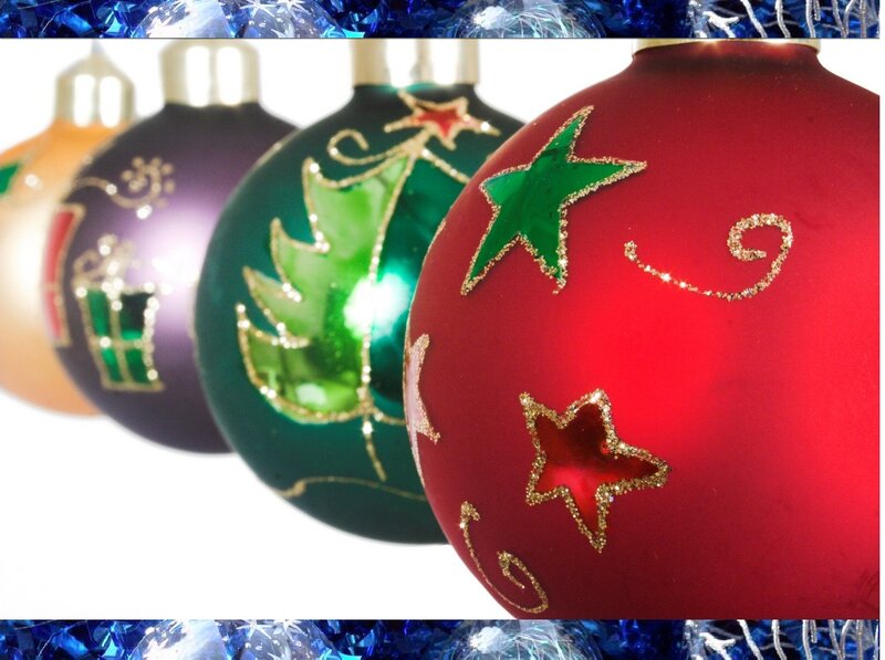 Christmas Ornaments in Row